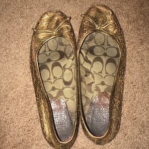 Well worn coach flats